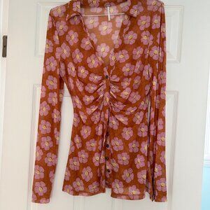 Free People sheer flowery blouse